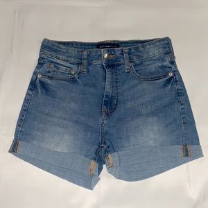 Aeropostale High Rise Curvy Midi Cuffed Hem Jean Shorts